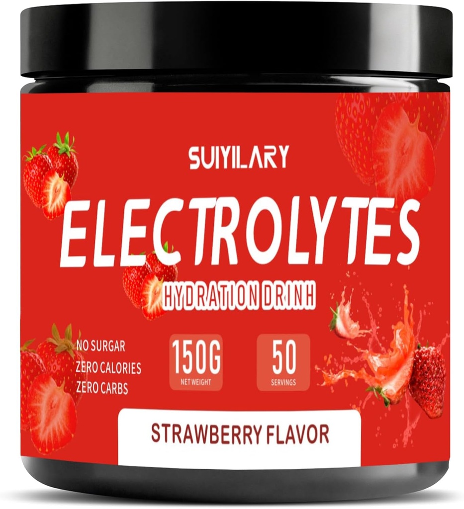 Eletrólitos pó sem açúcar sem carboidratos, Keto diária Electrolyte Drink Mix, Potássio & Hidratação de sal Pó Eletrólitos Zero Calory Sugar Free Electrolyte Powder, Strawberry 50 Servings