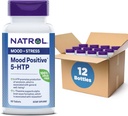 Natrol Mood positivo 5-HTP 50mg com L-Teanina, vitamina B6, vitamina B12 e folato, suplemento dietético ajuda a apoiar um humor positivo, 50 comprimidos, 25-50 dia de fornecimento (Pacote de 12)
