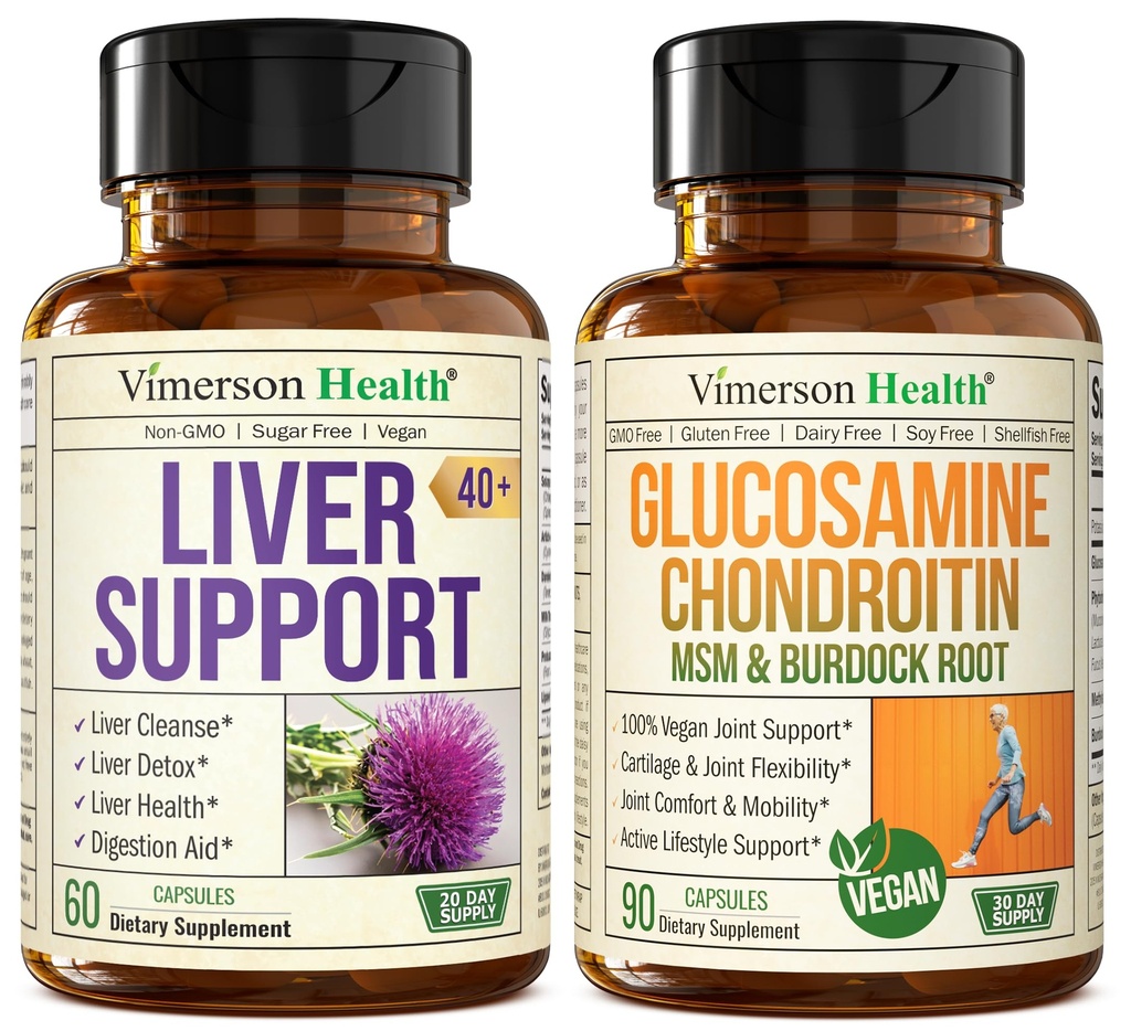 Fígado Cleanse Detox & Repair Milk Thistle Supplement & Vegan Glucosamina Chondroitin HSH Joint Support Supplement