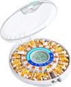 Dispensador automático de comprimidos Daviky para idosos com alarme, caixa de pílulas de 28 dias, lembretes de som e luz para medicamentos, vitaminas e suplementos (laranja)