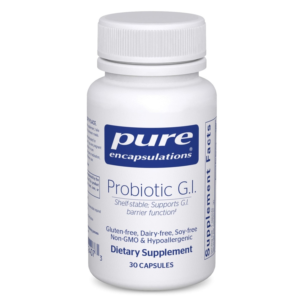 Encapsulamentos puros Probiótico G.I. - Prateleira Probiótico estável para a saúde intestinal e suporte gastrointestinal - com Lactobacillus & Bifidobacterium - 30 Cápsulas