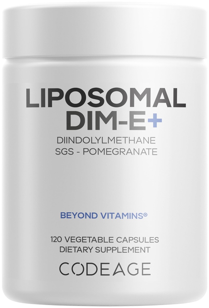Codeage Suplemento DIM lipossomal - 4 Meses Fornecimento de DIM Vitaminas e SGS, Romã, Brócolos, Isômeros de Vitamina E Tocoferóis Alpha Beta Gamma Delta - Fórmula lipossômica - Gluten-Free - 120 Cápsulas