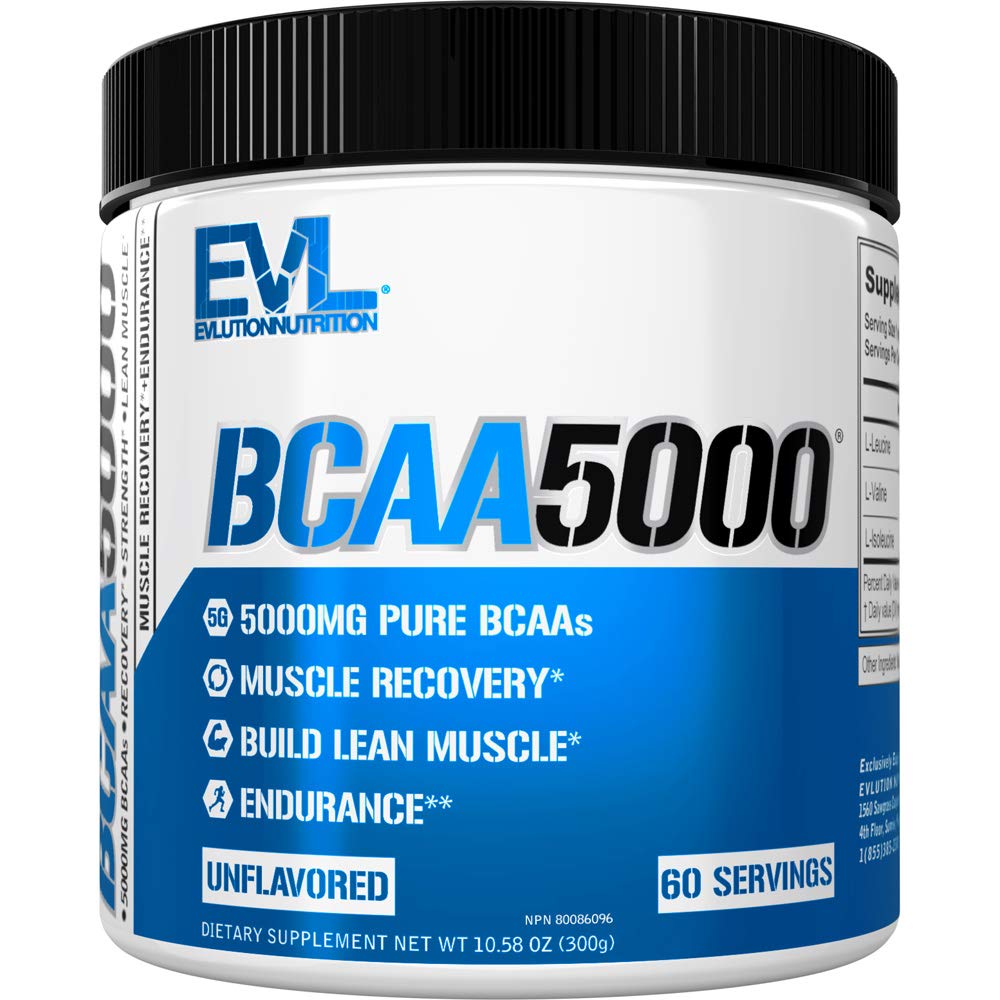 Evluition EVL BCAAs Aminoácidos Pó - BCAA pó pós treino Recuperação Drink and Stim Free pré treino Energia Drink Pó - 5g Branched Chain Aminoácidos Suplemento para homens - Pó sem sabor