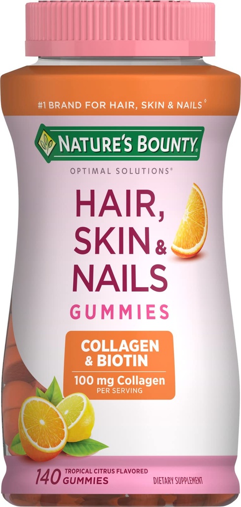 Recompensa da Natureza com Biotina e Colágeno, Citrus Gummies, 140 Ct