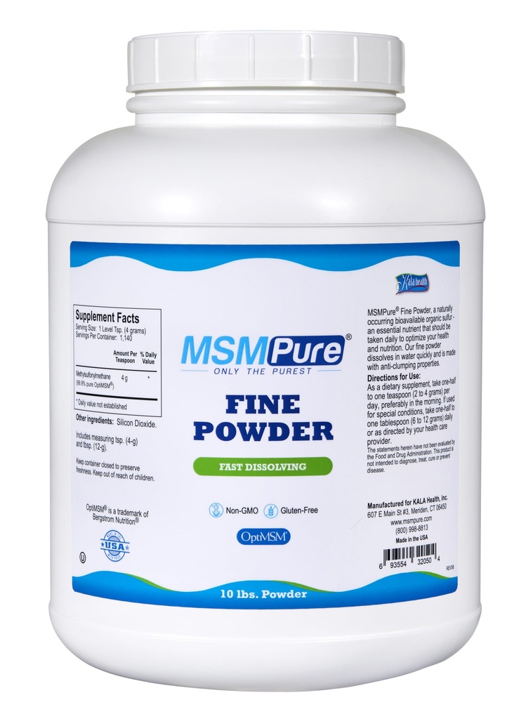 KALA SAÚDE MSMPure rápida dissolução fino HSH em pó cristais – US-Made MSM para a saúde conjunta, aparência da pele, e Hair & Nail Support – 10 lb, Enxofre orgânico