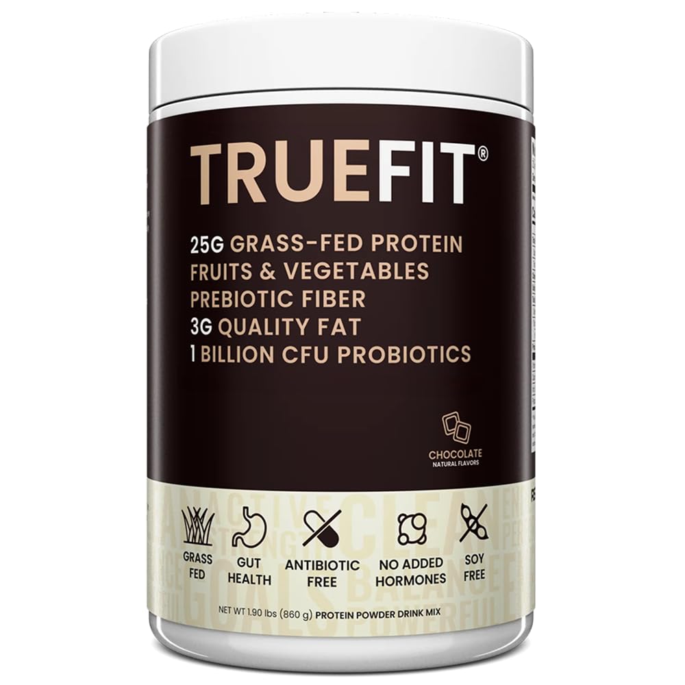TrueFit Gut Healthy Protein Powder, Whey Replacement Shake com Prebióticos, Probióticos, & Superalimentos orgânicos, Keto Friendly, Gluten Free