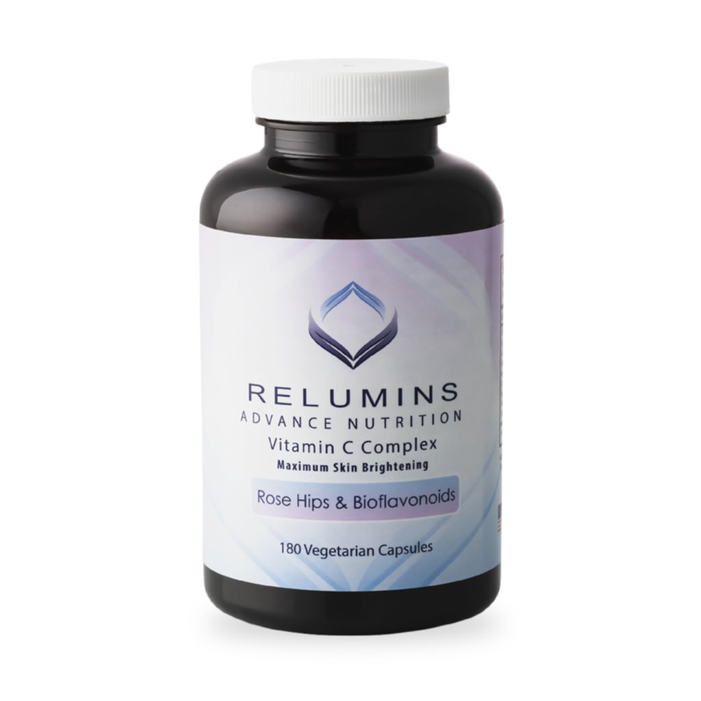 Reluminas Advanced Vitamina C Suplemento com Rose HIPS – 1000mg de Vitamina C, Suporte Imune e Produção de Colágeno, Made in USA - 180 Cápsulas (fornecimento de 90 dias)