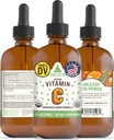Tritura de Vitamina C Orgânica RawGuru - Vitamina C Líquida com Trace Minerals - Antioxidante e Imune Processed Nano-Processed Suporte Suplemento Tintura - 30 Servings of Vegan Drops por 120 ml, Pacote de 1