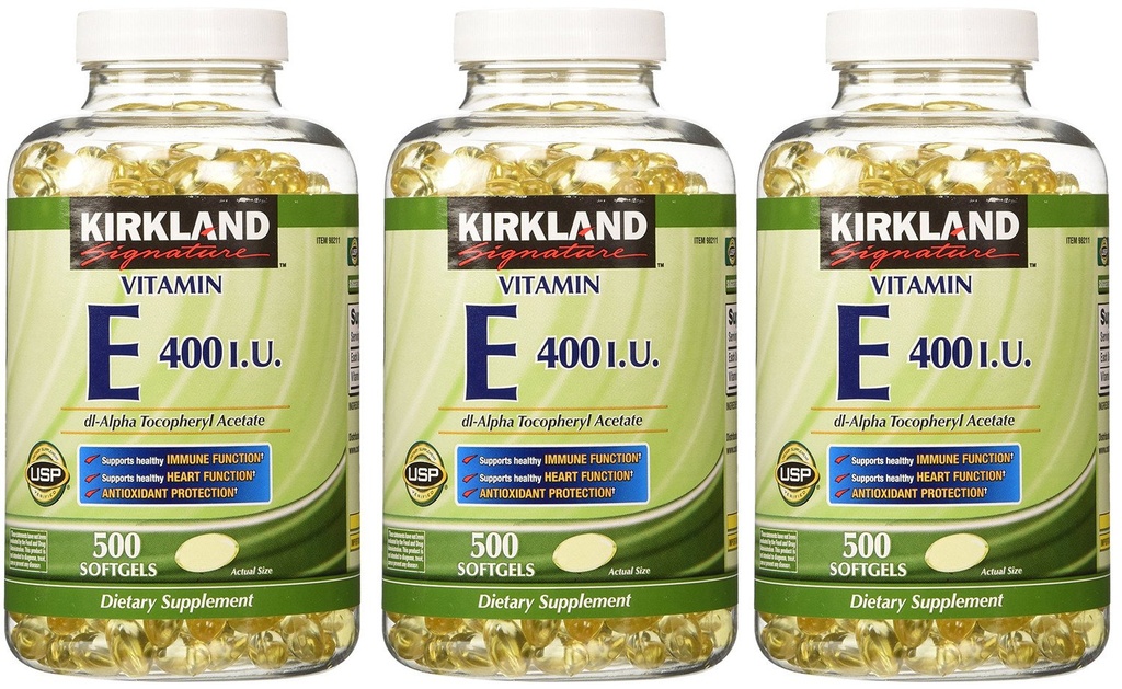 Assinatura Kirkland, Vitamina E 400 UI 500 Softgels fvKDn (Pacote de 3)