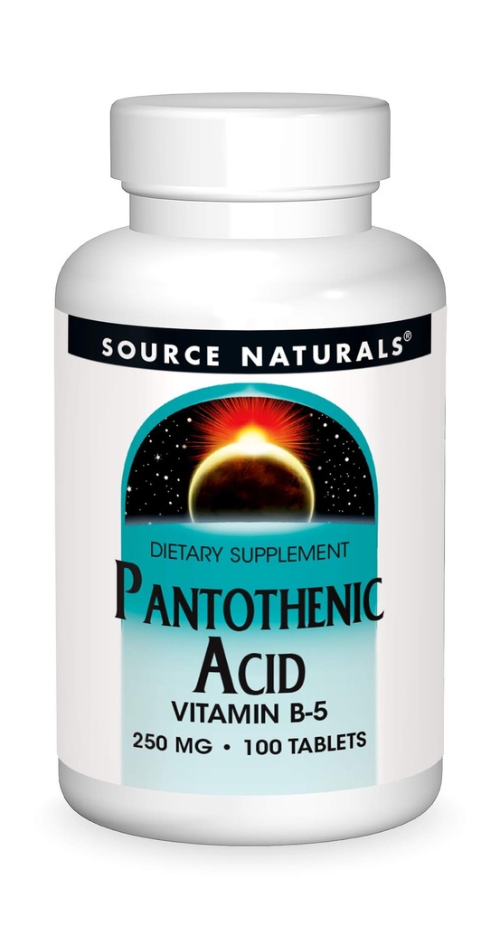 Fonte Naturals Ácido Pantotênico 250 mg Vitamina B-5 Suplemento dietético - 100 Comprimidos
