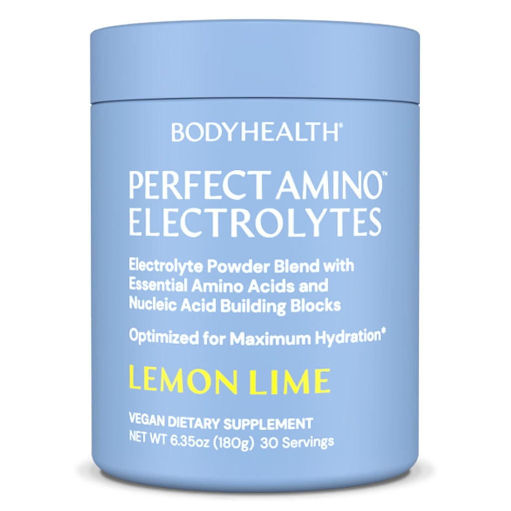 BodyHealth PerfectAmino Electrolyte Powder No Sugar, Hydration Jesting Keto Zero Sugar Electrolytes Drink Mix with Trace Minerals - Limão - 30 Servings