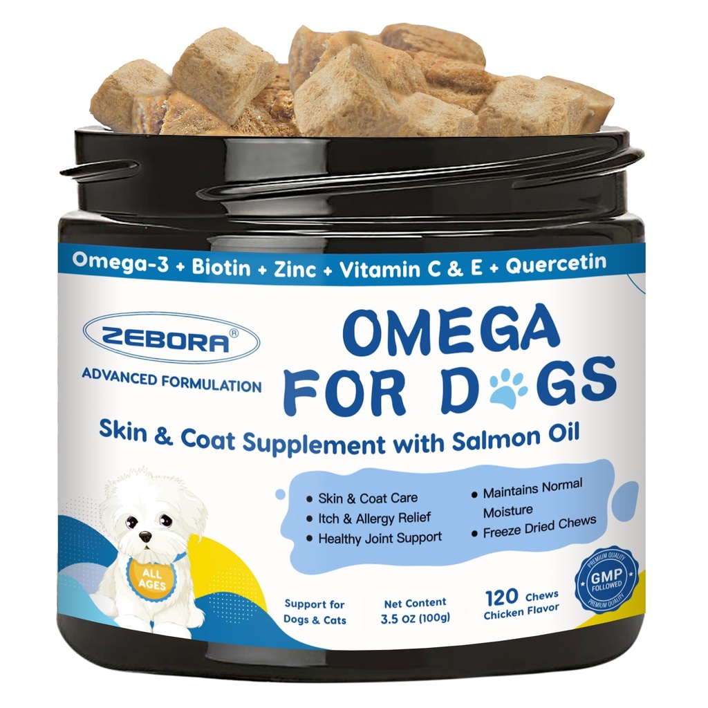 Omega 3 para cães com óleo de salmão, óleo de peixe para cães pele e casaco suplemento, alívio de alergia do cão, tratamento ponto quente, anti derramamento, quadril e apoio conjunto com EPA & DHA, biotina, vitamina E