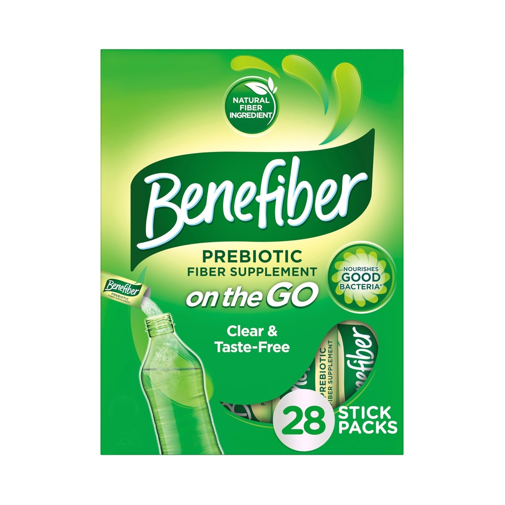 Benefiber On the Go Prebitic Fiber Supplement Powder for Digestive Health, Daily Fiber Powder, Unflavored Powder Stick Packs - 28 Sticks (3.92 Ounces)