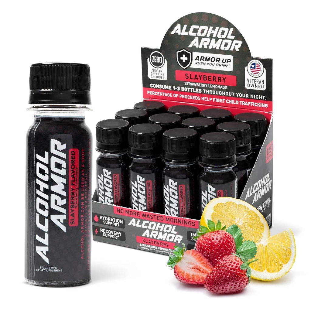 Slay Berry Elixir - Suporte à Hidratação, Vitaminas Essenciais e Eletrolíticos, Vitamina B12, Cardo de Leite - 12 Pack