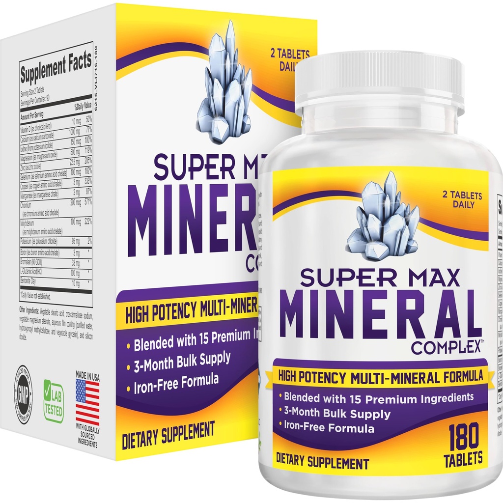 Suplemento multimineral de 3 meses (livre de ferro) Multiminerais naturais □ Suplementos minerais múltiplos de alta potência (15-em-1) Fórmula de minerais misturados □ Complexo mineral .
