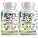 Nutracêuticos limpos Óleo de orégano Extrato de alho Olive Leaf Black Seed Oil - Imune Support & Digestive Health Supplement for Women and Men with Vitamina D3 & Zinc - 2Pack