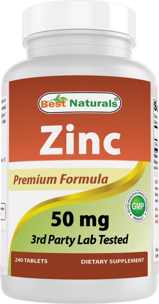 Melhor suplemento de zinco natural como Gluconato de zinco 50mg 240 Comprimidos - Suporte imunológico