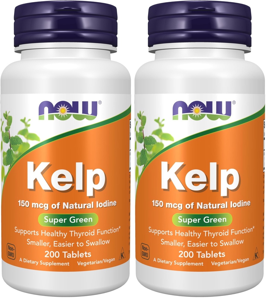 AGORA Suplementos, Kelp 150 mcg de Iodo Natural, mais fácil de engolir Tablet, Super Verde, 200 Comprimidos (Pacote de 2)