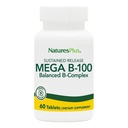 NaturesPlus Mega Complexo B-100 - 60 Comprimidos de Libertação Mantida - Complexo B Equilibrado - Suporte Energético - Vegetariano, Glúten Livre - 60 Servidores
