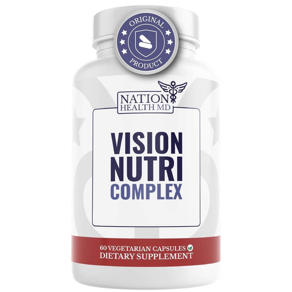 Visão Nutri Complex - Vitaminas Oculares com Lutein, Bilberry - Olho e Visão Saúde para Homens e Mulheres - 60 Cápsulas
