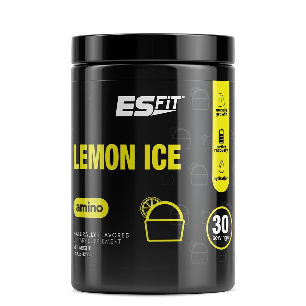 Pó de Amino - Pré e Pós Treino com Eletrólitos - BCAA 2:1:1 Razão, Aminoácidos, gosto superior, testado e certificado, Lemon Ice, 30 Servings