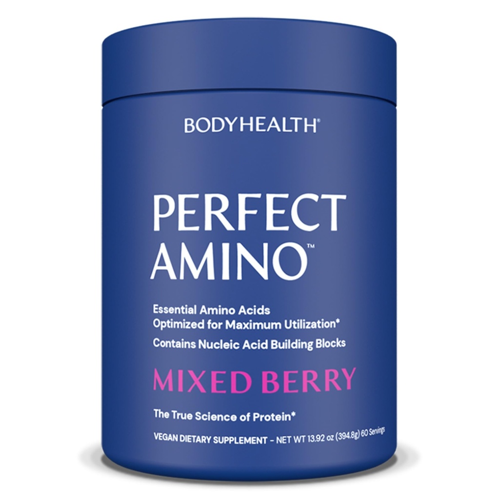 BodyHealth PerfectAmino Powder - BCAA e EAA Powder para pré e pós-treino - Amino Acid Energy Drink para homens e mulheres para apoiar o músculo magro e recuperação - Berry misto - 60 Servings