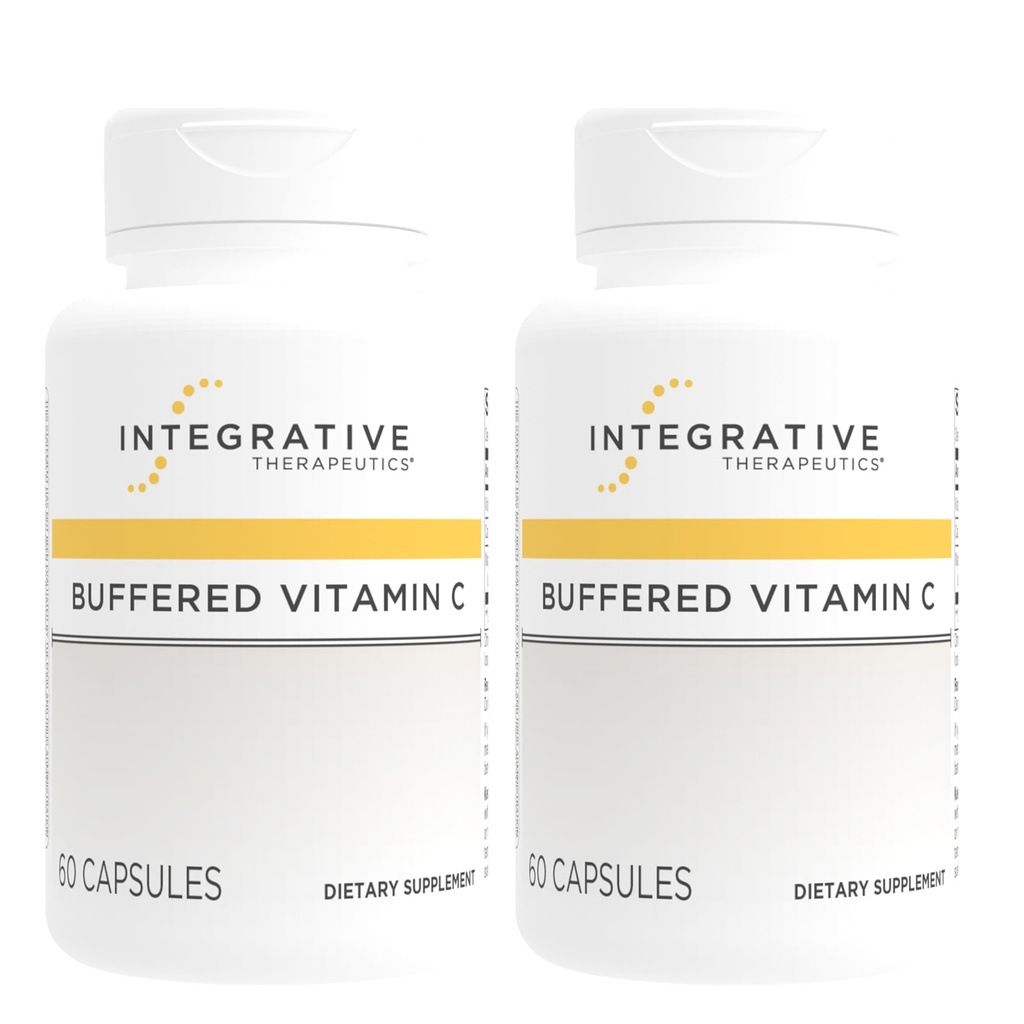 Terapêutica Integrativa Buffered Vitamina C - Suplemento de suporte antioxidante para pele saudável e tecidos conectivos* - Vegan & Gluten-Free - 60 Cápsulas (2 Embalagem)