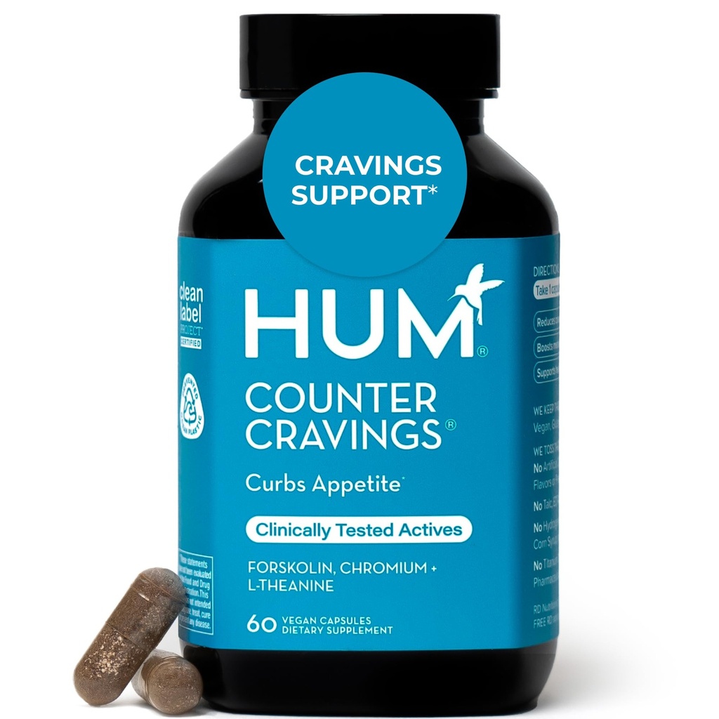 HUM Contador deseja Chromium Suplementos com L Theanina, Extrato de algas e Forskolin para ajudar a apoiar apetite, desejos, e Rotinas, Gluten Free, Cafeína Fórmula grátis, 60 Cápsulas Vegan