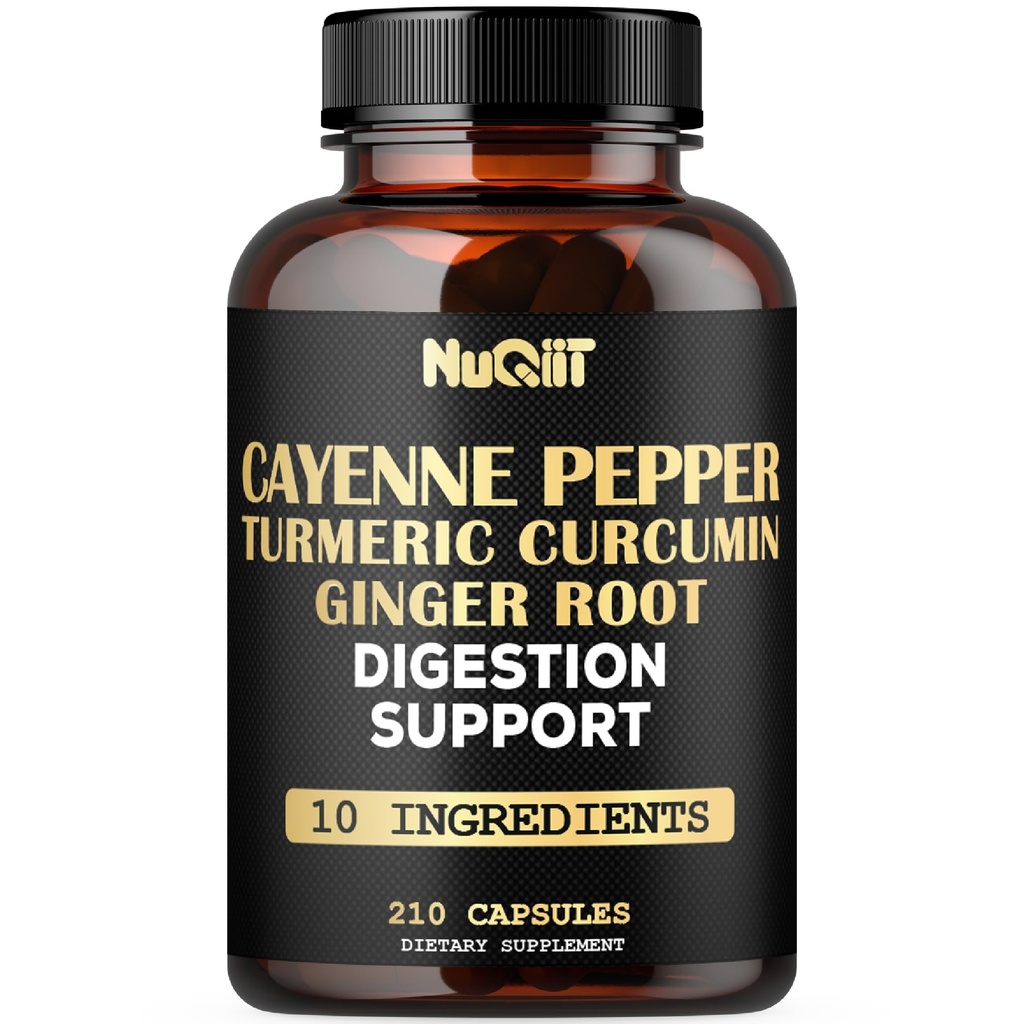 Cayenne Pepper Supplement with Turmeric Curcumin Root, Ginger Root, Ceilão Canela Bark & More - Sistema imunológico, Saúde Conjunta & Apoio à Saúde Digestiva - 210 Cápsulas