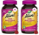 O Caminho da Natureza Vivo! Cabelo, pele e unhas Gummies, Fórmula de Beleza Avançada*, com Biotina e Colágeno, Morangueiro Flavored, 60 Gummies (Packaging May Vary) (Pack of 2)