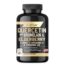 Quercetin com Bromelain Zinc Vitamina C Vitamina D Elderberry - 120 Cápsulas Veggie, Não-GMO, Sem Glúteo Suplemento de suporte Imune