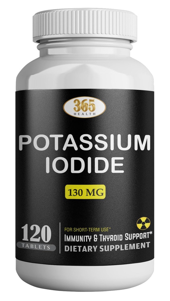 Iodeto de potássio130 mg - KI Comprimidos - Potássio130 mg - USA Made Potássio Iodine Pills YODO Naciente, Yoduro de potássio - 120 Comprimidos