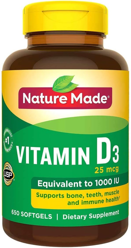 Natureza Vitamina D3 25 mcg., 650 Softgels