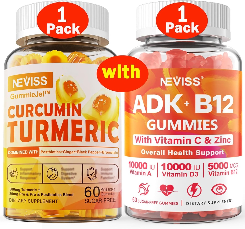 1Pack Curcumin Curcumin chicletes preenchidos + 1Pack Vitamina ADK com pastilhas B12