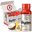 Ryde: Energetize Shot - Sabor Tropical - Cafeína de chá verde, Taurine, Ginseng Extract & B Vitaminas - 0 Calorias, 0 Açúcar - 2 FL OZ Shots - Aumenta a energia* (8 Pack)