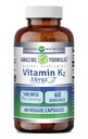Fórmulas surpreendentes Vitamina K2 Menaq7 Suplemento MK7 (100 Mcg) Cápsulas vegetativas (Sem OGM) Glúten (Sem Glúten)