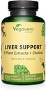 Vegavero Suporte de fígado .O suplemento de cardo de leite 9000mg .. 120 Cápsulas . Dandelion, Alcachofra, Cholina, Beetroot .O fígado limpar detox e reparo .. com 80% Silymarin .