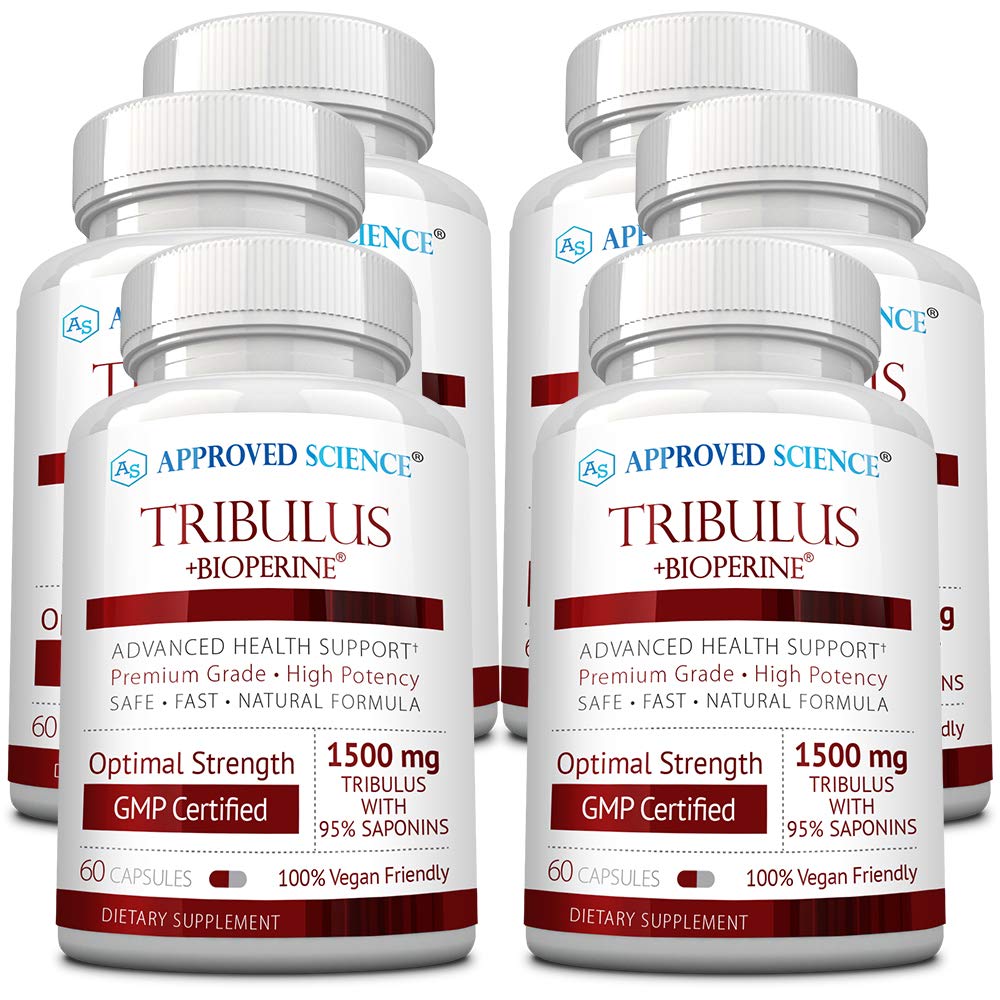 Aprovado Ciência Tribulus Terrestris - 360 Cápsulas - Boosts Testosterona, Melhora o Desempenho Atlético, Suporta Crescimento Músculo e Reparação - 95% Saponinas Furostanol - Bioperine - Vegan - 6 Garrafas