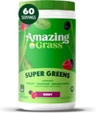 Amazing Grass Greens Misturar Superalimento: Super Verdes em pó Smoothie Mix com espirulina, chlorela, beterraba em pó raiz, enzimas digestivas e probióticos, Berry, 60 Servings (Pacote em maio Vary)