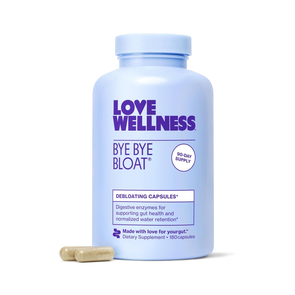 Love Wellness Bye Bloat, Digestive Enzymes (Alívio Bloating para as Mulheres) Ajuda a reduzir o alívio de gás e retenção de água (Apoio à saúde digestiva com Fenugreek & Dandelion)