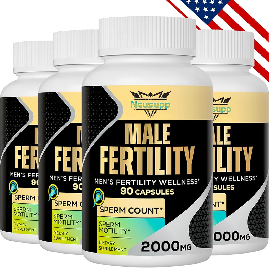 Suplementos de fertilidade para homens, Vitaminas pré-natais masculinas - contagem de esperma Optimal, Motilidade e Força, 2000MG Suplementos de fertilidade masculina com Maca Root, Zin & Folato para Conceição - Embalagens de 4