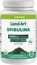 Arte terrestre certificada espirulina orgânica - 180 Cápsulas - Superalimento- Rico em minerais, vitaminas e proteínas - Vegan