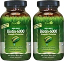 Irwin Naturals Biotin-6000-60 Liquid Soft-Gels, pacote de 2 - Suporta força e proteção para cabelos e unhas - com óleo de abacate, óleo de coco, Lutein e Zeaxanthin - 60 Total Servings