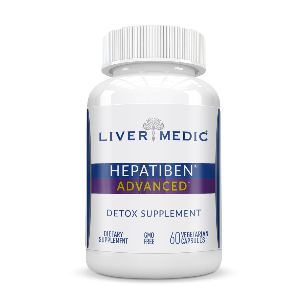 Hepatiben Liver Detox Cleanse, Não-GMO, w / Reparação Digestiva. Suplemento Fígado Natural w/Milk Thistle, Silybin, NAC, Choline, Turmeric, Berberine, L-Glutationa 60CT