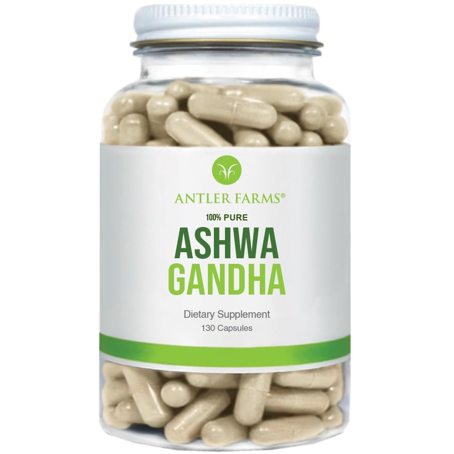 Antler Farms – 100% Puro Ashwagandha Root e Ashwagandha Root Extract, 130 Cápsulas, 1200mg – Padronizado para 5% com anolides, Melhora o Desempenho Mental, Energia e Imunidade