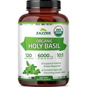 Zazzee USDA Organic Holy Basil 10:1 Extract, 6000 mg Força, 120 cápsulas Vegan, concentrado e padronizado 10X Tulsi Extract, Ácido Ursólico, 100% certificado Orgânico, Não-GMO