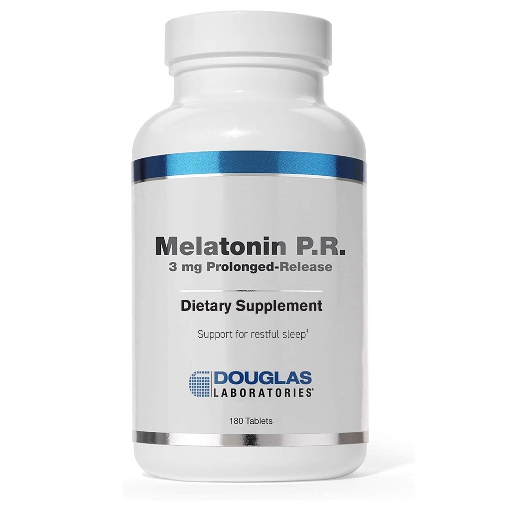 Douglas Laboratories Melatonina Libertação Prolongada - 3 mg Melatonina - Suplemento de suporte ao sono - para equilíbrio hormonal, relaxamento, antioxidantes e sistema imunológico* - 180 comprimidos