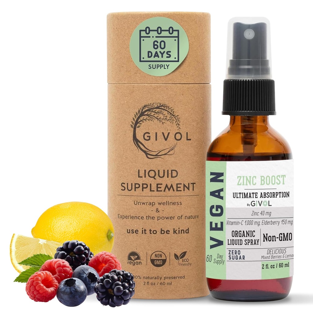 Orgânico ZINC Boost Mist 40 mg (Força extra) - Açúcar livre com Vit C e extrato de elderberry - Vegan Liquid Spray para Crianças e Adultos - Fácil Absorção - Não-GMO - (60 ml) 60 dias de fornecimento