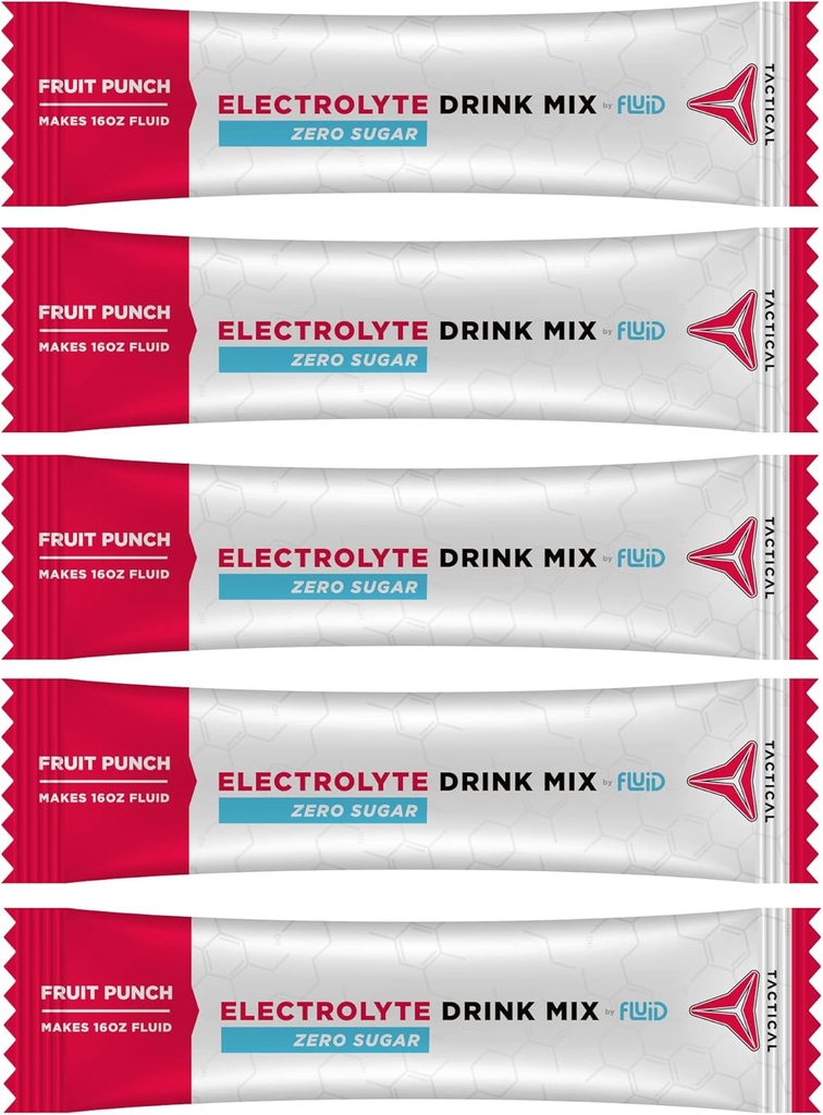 Fluid Tactical - Açúcar Zero, Keto Electrolyte Powder, Pacotes de Hydration, Made in USA (Fruit Punch, 25 Count)
