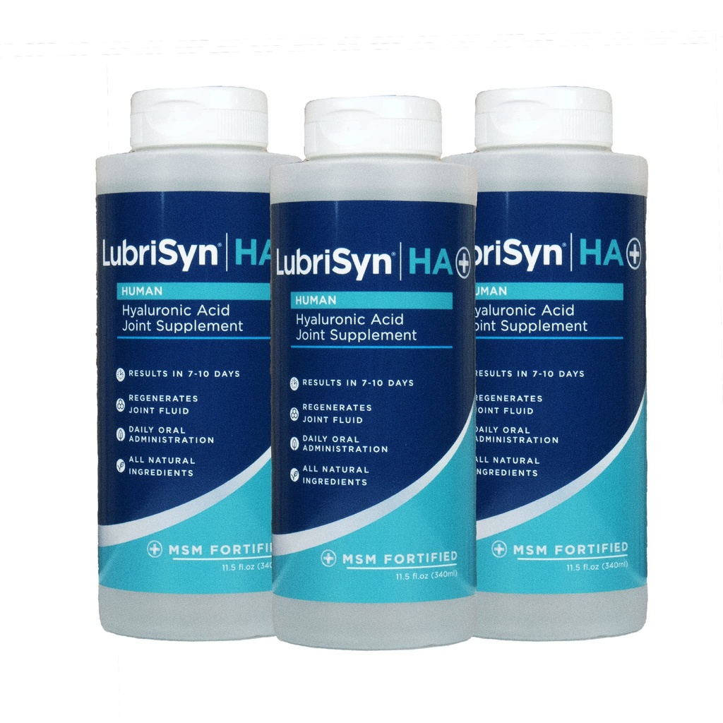 Lubrisyn Hyaluronic Acid Oral Joint Supplement with HSH – Liquid HA Formula for Humans – Promove Apoio Conjunto, Mobilidade, Flexibilidade, Hidratação e Função Saudável para Homens e Mulheres – 3 x 11.5oz
